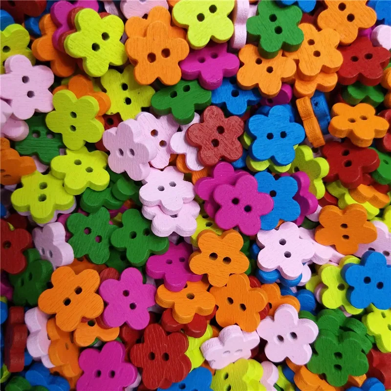 100pcs Flower Favorite Findings Basic Buttons 2 Holes Craft Buttons for Arts, DIY Crafts, Decoration, Sewing images - 6