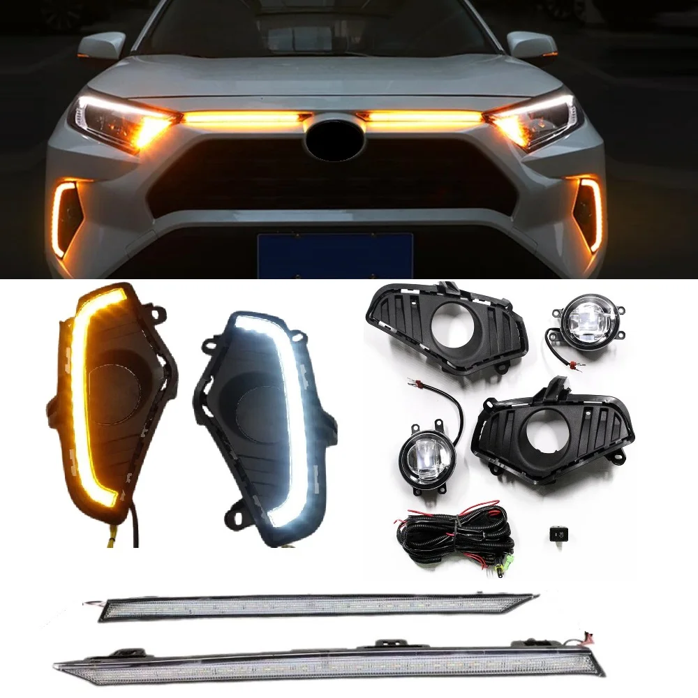 Exterior auto parts front grills led fog lamp lights Led drl day time lights with turn signal light fit for RAV4 rav 4 2020 suv
