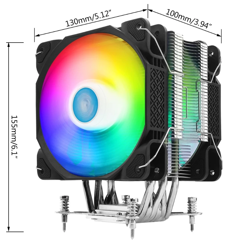 

2xRGB CPU Cooler Fan Silent PWM Fan Chassis Radiator for intel/amd/LGA 775/1156