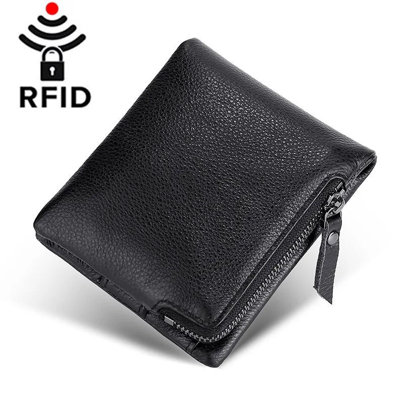 

2021 New Female Wallet Anti Theft RFID Genuine Leather Wallet Women Zipper Hasp Business Card Holder Woman Purse Bag Wallet