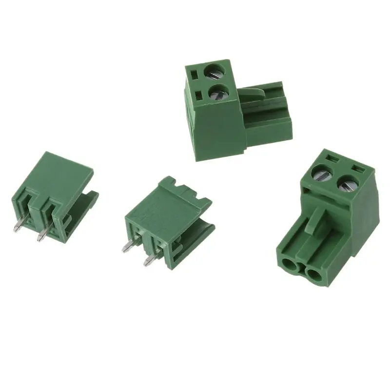 20 Sets AWG 12-24 300V 10A 5.08mm Pitch PCB Screw Terminal Block Connector Silver + Army Green | Обустройство дома