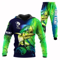 mahi mahi fishing custom name 3d printed men sets hoodiepants autumn unisex sportswear casual tracksuits male clothes tz 05