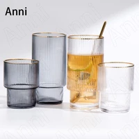 creativity golden stroke drinking glasses nordic modern 2pcs juice coffee cup cocktail glass drinkware bar kitchen tableware