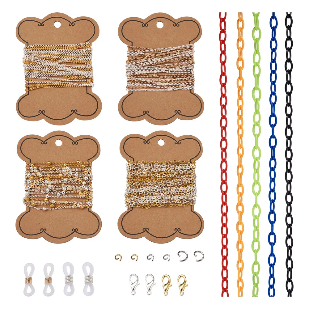 

Oval Twisted Curb Links Necklace Colorful Plastic Cable Chains with Lobster Clasps Anti-Slip Buckle Loops for Jewelry Making