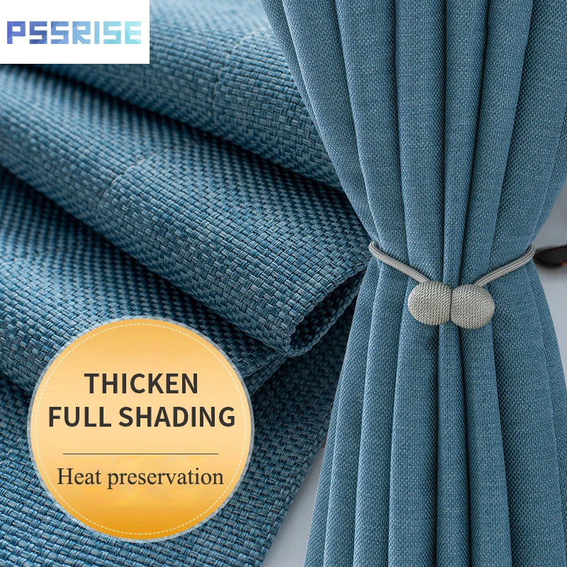 

PSSRISE 99% Full Blackout Curtains For Livingroom Window Drapes Bedroom Thick Cotton Linen Fabrics Shading Heat Insulation Drape