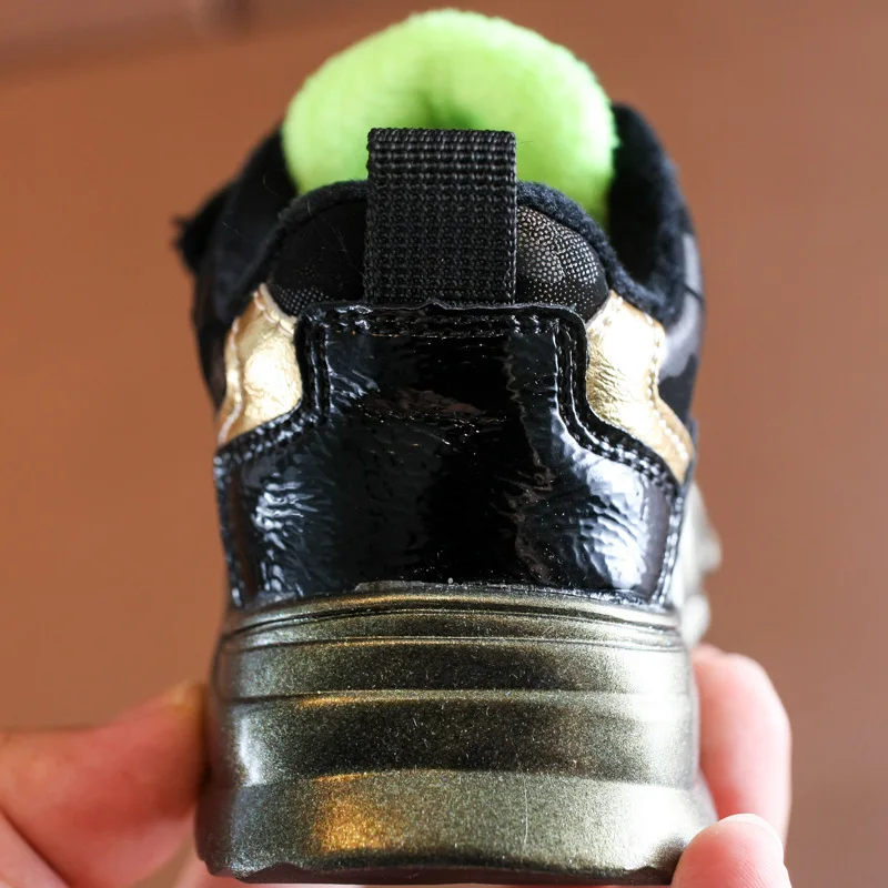 DIMI Winter Children Shoes Boys Girls Sport Shoes Short Plush Baby Sneakers Waterproof Non-slip Warm Kids Shoes Size 21-25