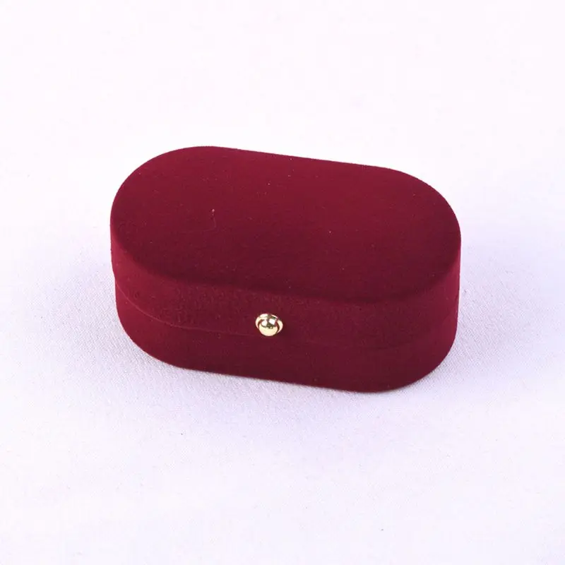 

Luxurious Velvet Oval Shape Red Ring Jewelry Box with Matching Two Piece Packer for Engagement Proposal Jewelry Display