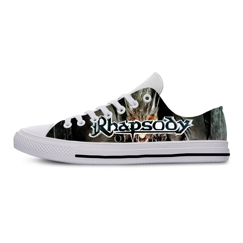Sapatos de Lona Rhapsody de Banda de Fogo Bandas de Metal de Todos os Tempos Casuais Masculinos Mais Influente Padrão Logotipo Sapatos 3d