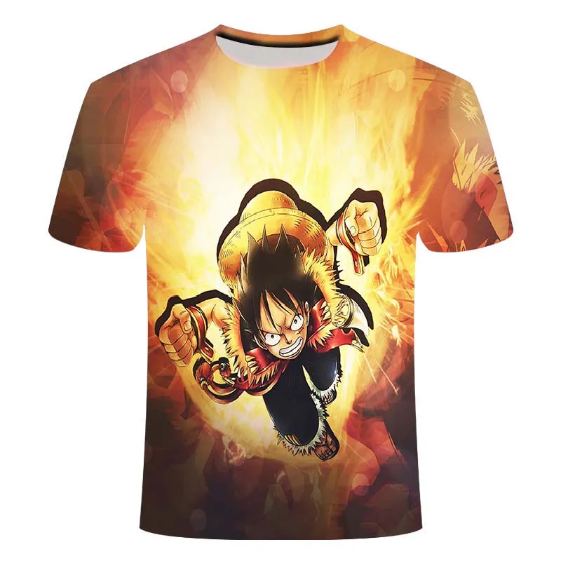 2020 summer 3D printing Japanese anime Luffy fashion casual round neck short sleeve plus 6xl t-shirt