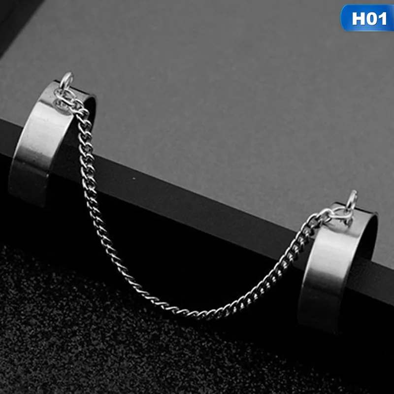 Корейское кольцо с 2 соединительными пальцами Панк цепь из нержавеющей стали