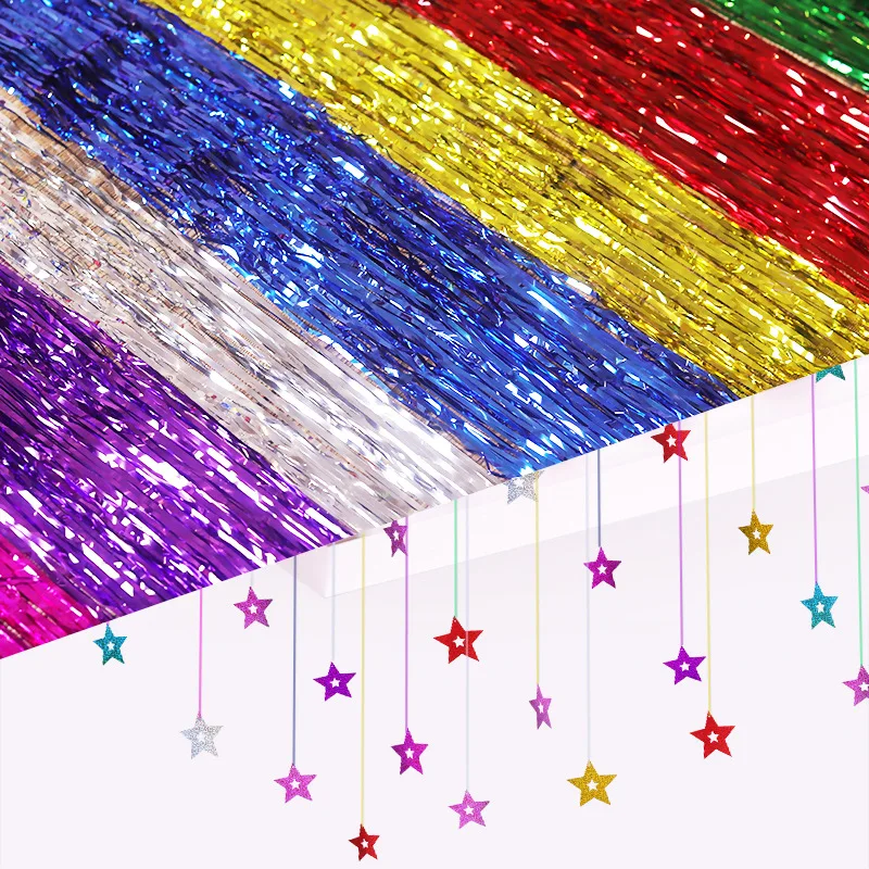 2 шт. украшение для дня рождения детский шар фольга бахрома занавеска с блестками