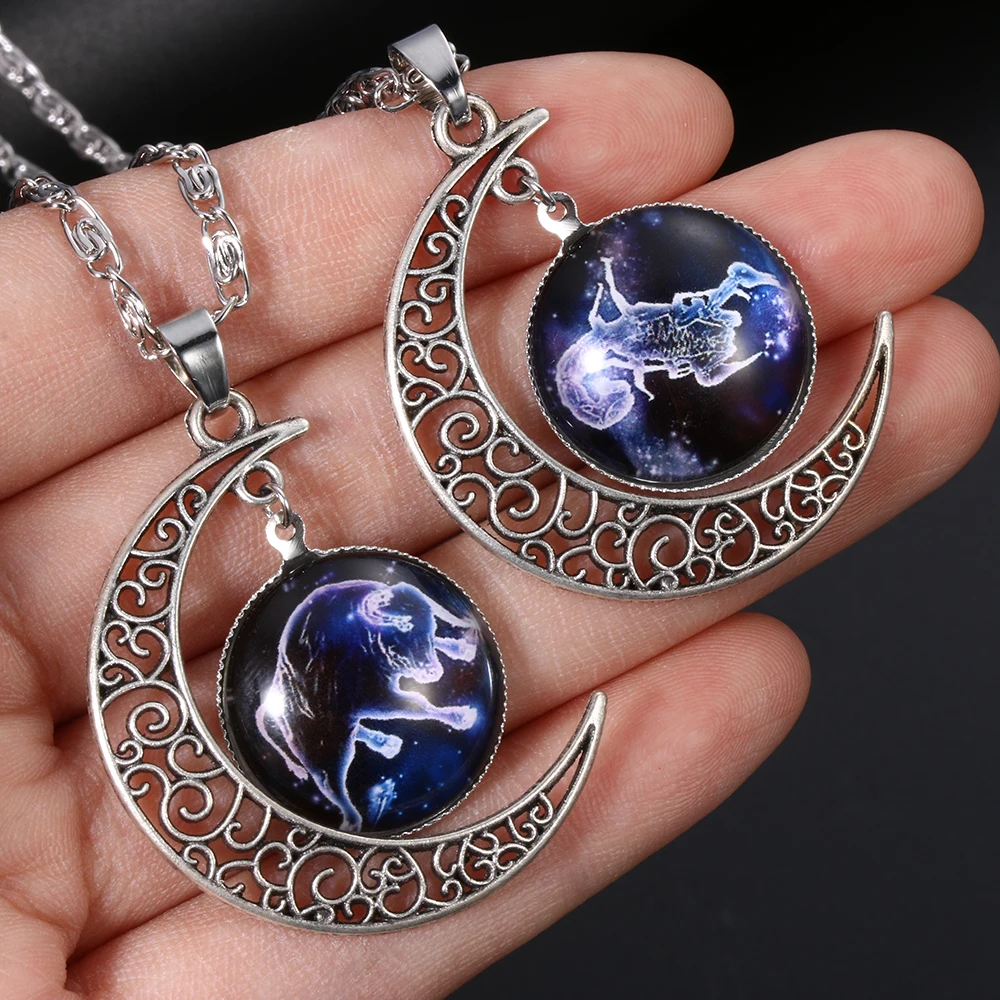 12 знаков зодиака полумесяц ожерелье модные украшения для женщин Созвездие Овен