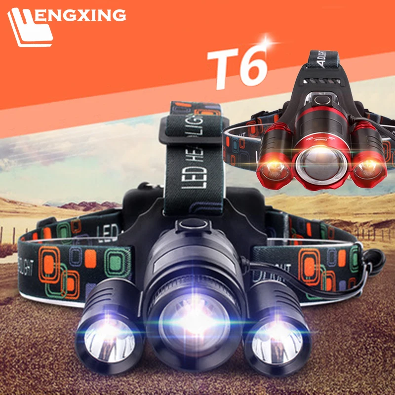 

XM-L T6 Headlamp 3 Led Headlight light Lantern head Lamp Flashlight zoomable Rechargeable 18650 battery hunting fishing lighting