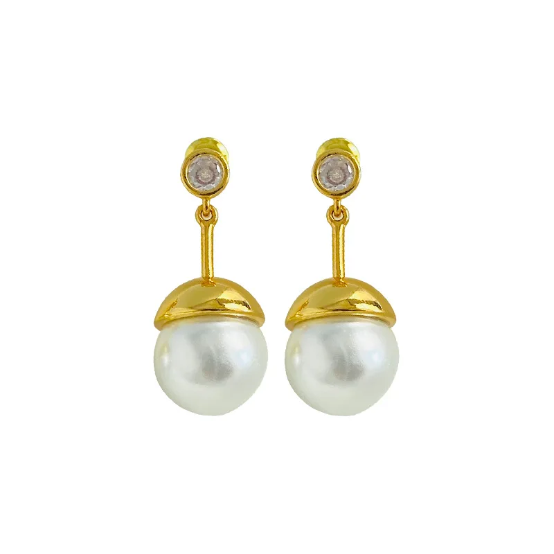 

Pearl earrings retro exaggerated tassel earrings round face was thin European and American personality simple Korean earrings