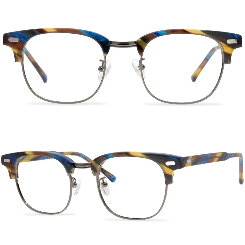 

Acetate Half Frame Glasses Frame Men Women Vintage Steampunk Eye Glasses Optical Myopia Eyeglasses Frames Clear Eyewear Oculos