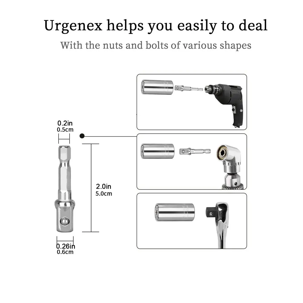 

Torque Wrench Universal Sleeve Head Set Magic Socket Sleeve 7-19mm Spanner Key Sleeve Grip Multi Hand Tools Set Cr-V Sleeve
