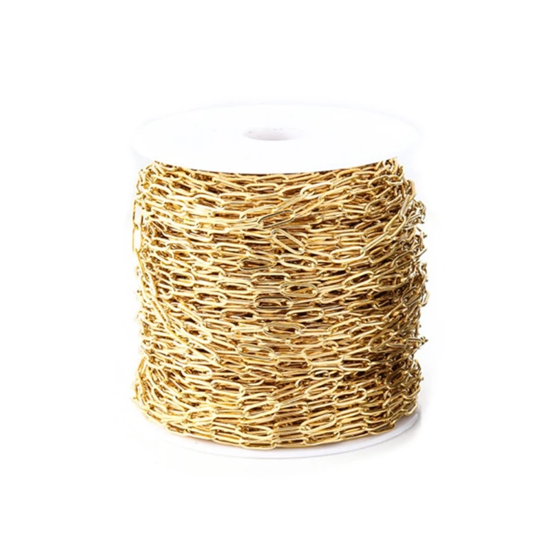 

Stainless Steel Chain for Jewelry Making Gold/Silver Plated Paperclip Chain Oval Link Chain Bulk for DIY Jewelry Making