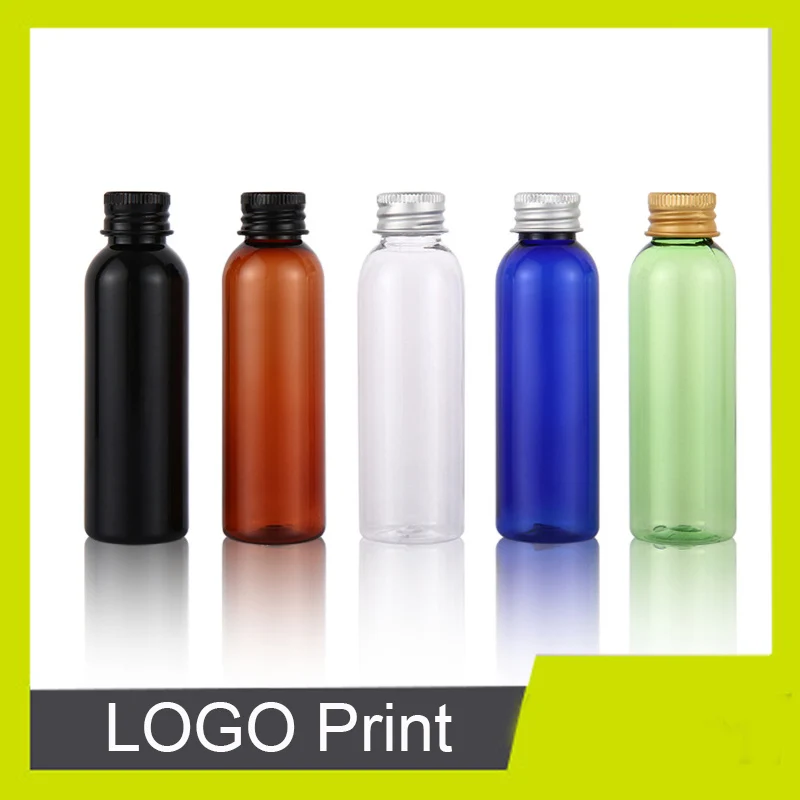 50 шт./лот пустые пластиковые многоразовые бутылки с алюминиевой крышкой 60 мл крем