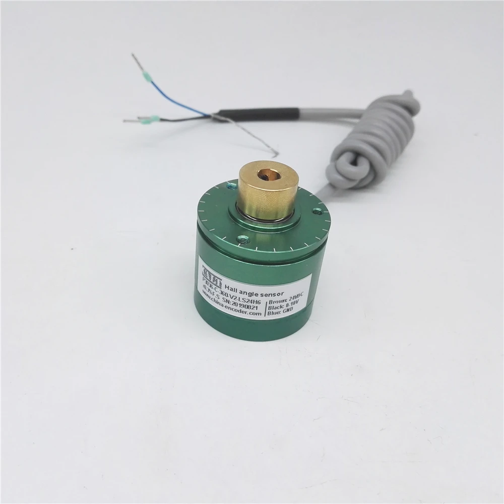Sensor de ángulo de potenciómetro magnético sin contacto, codificador de eje hueco de salida, 0-5V, 0-10V, P3036
