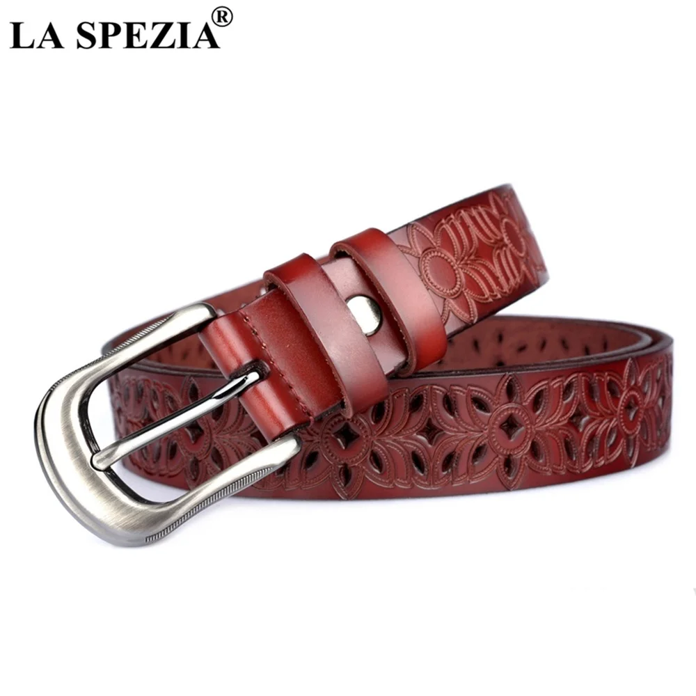 

Vintage Women Belt Genuine Cow Leather Belts Female Burgundy Fashion Hollow Out Ladies Real Leather Belt Red Black