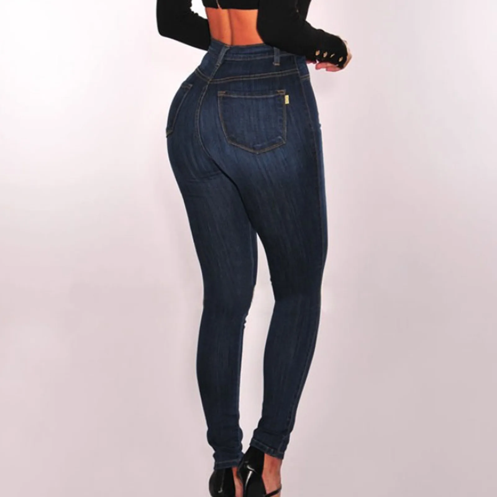 

2021 Women's Jeans Plus Size Denim Long Jeans High Waist Denim Skinny Streetwear Trousers