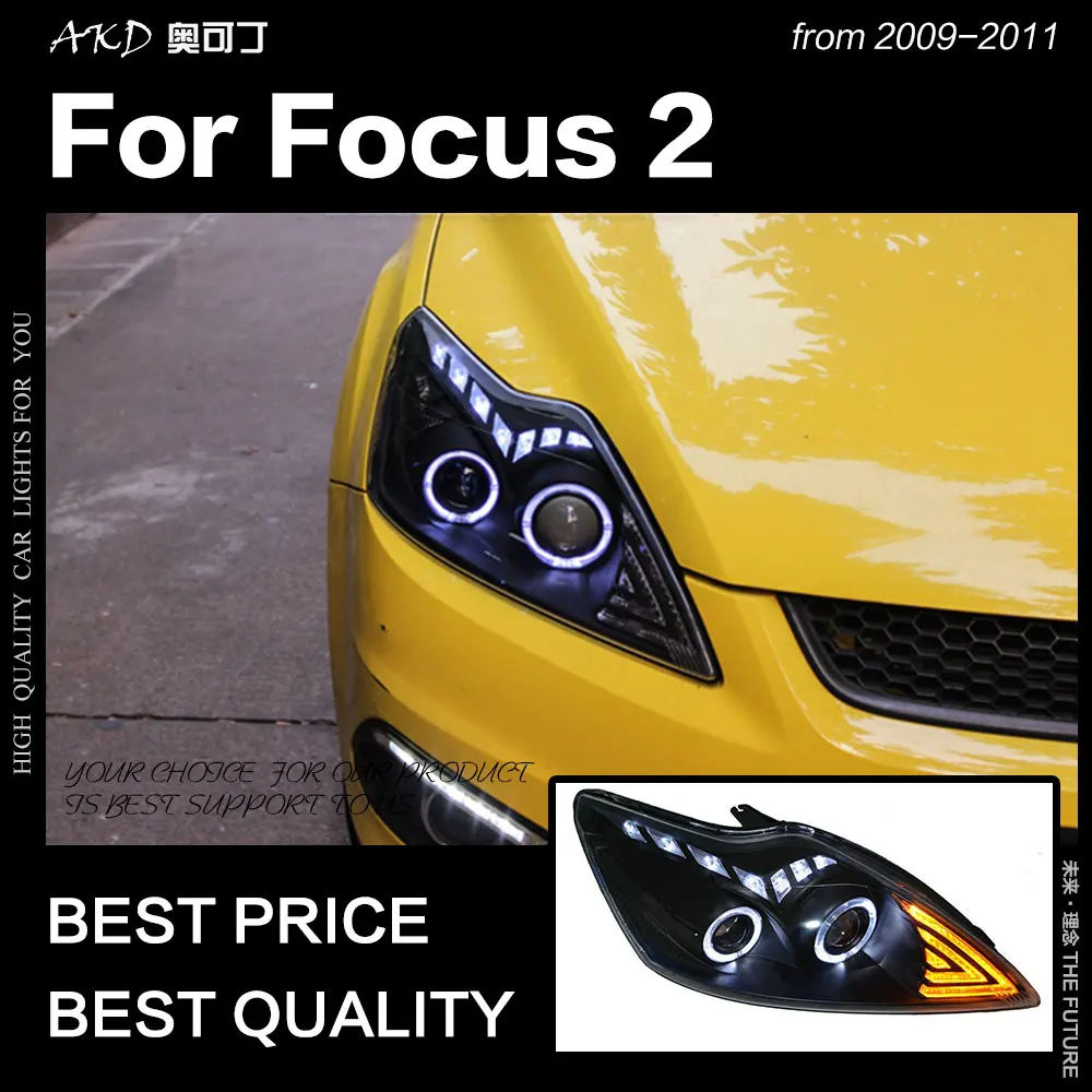 АКД стайлинга автомобилей для Ford Focus фары 2009 2011 2 светодиодный фар ДРЛ Hid фара
