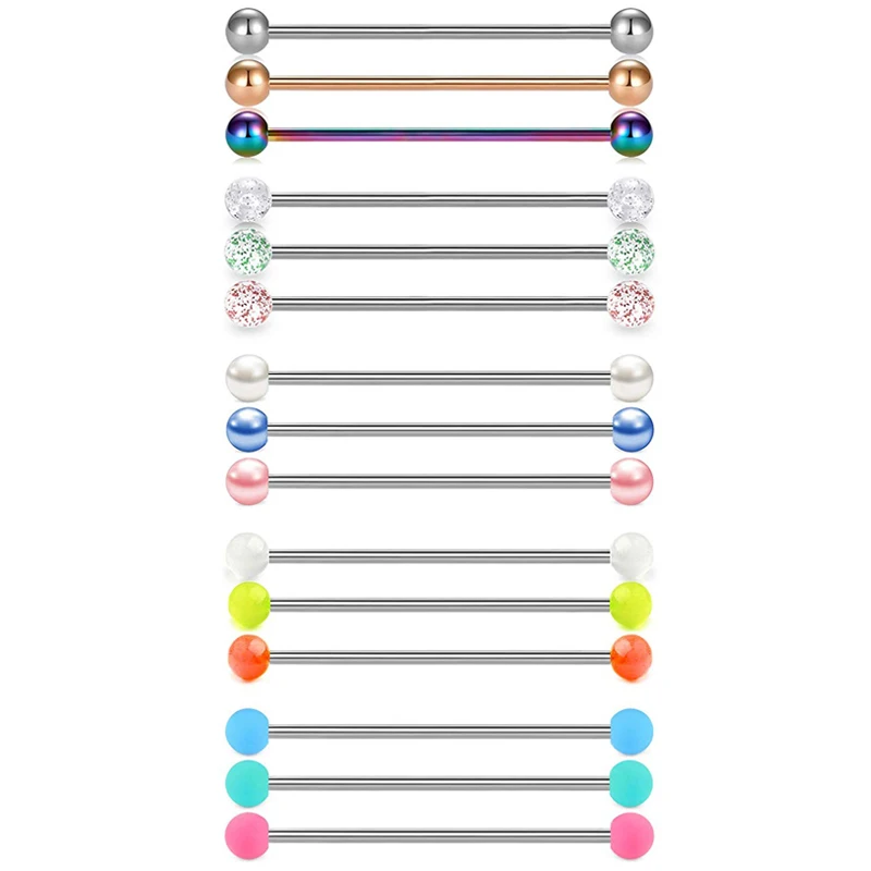 14 г 15 шт хирургические стальные промышленные ушные штанги пирсинг 35 мм 1 3/8 дюйма