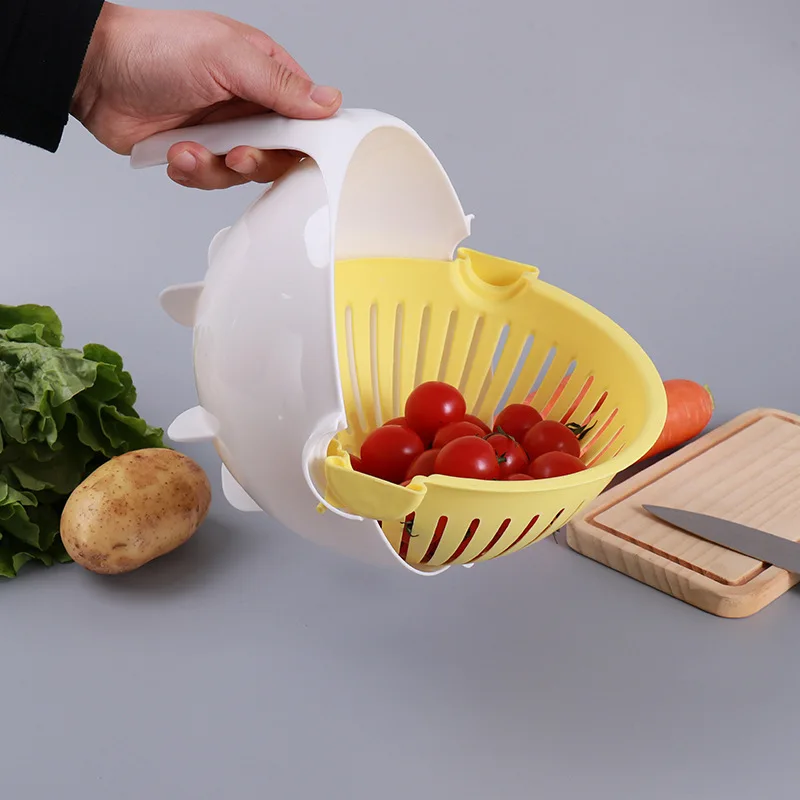 

5 In 1 Vegetable Cutter With Drain Basket Rotate Colander New Vegetable Portable Slicer Chopper Grater With Egg Separation