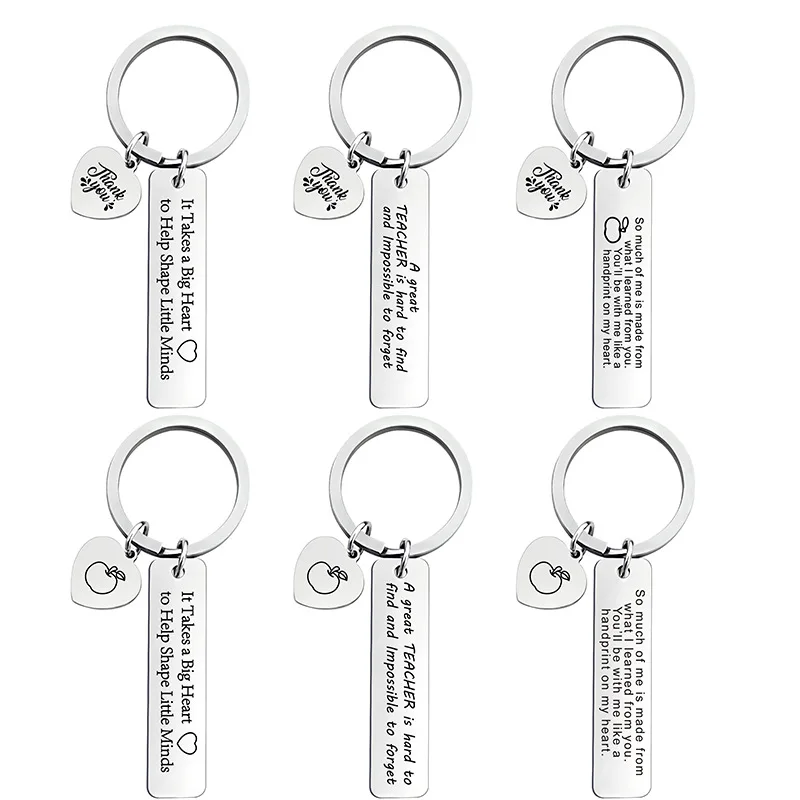 

Square Shape Lettering Keychain Pendant Teacher's Day Graduation Gift Holiday Gift Fashion Charm Metal Keychains accessories