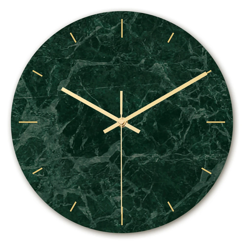 

High Gloss Creative Acrylic Wall Clock Green Marble Pattern Clock Home Decor Simple Fasion Wall Clock