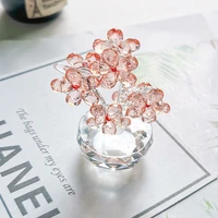 pink crystal rose flower figurines glass plum blossom sculpture collectible table ornament galss craft home decor christmas gift
