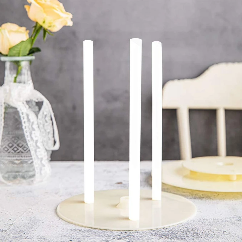 

50 Pcs Cake Support Rods Cake Dowel Rods Tiered Cake Construction and Stacking Plastic Dowel Rods White Plastic Sticks Tools Set