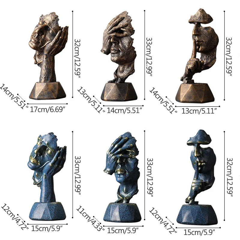 

Black/Bronze/Blue Thinker Sculpture Home Decoration Accessories Miniature Model Crafts Figurines TV Cabinet Decoration Ornaments