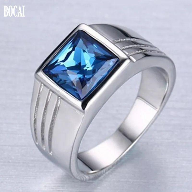 2020 Новое модное лучшее продажное кольцо для мужчин из нержавеющей стали голубое