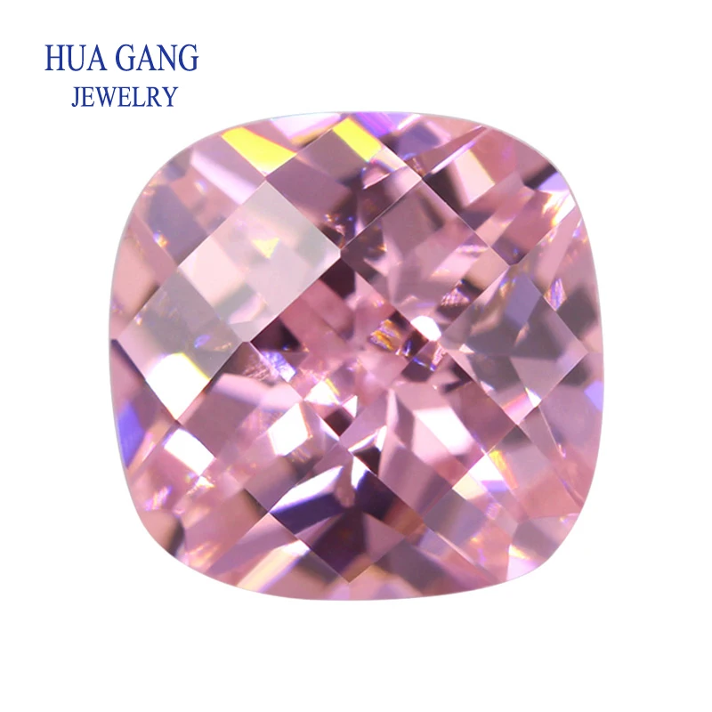 

Cubic Zirconia Fat Square CheckerBoard Pink Color 3x3~15x15mm Cushion Cut Loose CZ Stone Beads 5A Synthetic Gems For Jewelry