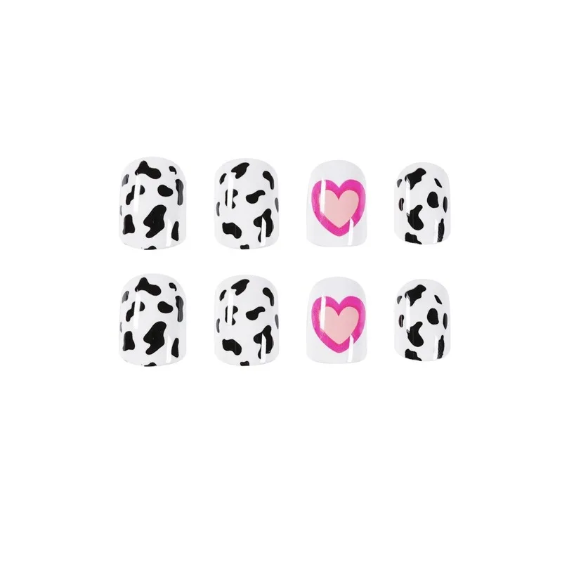 

2021 ins latest explosion cow pattern love wearing nail products fake nails nail stickers waterproof removable nail tablets