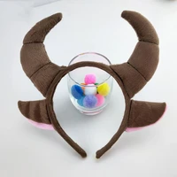 New Masquerade Halloween Cute Cow Ears Plush Headband Cosplay Party Costume Bow Tie Girls Anime Hair Accessories Cartoon