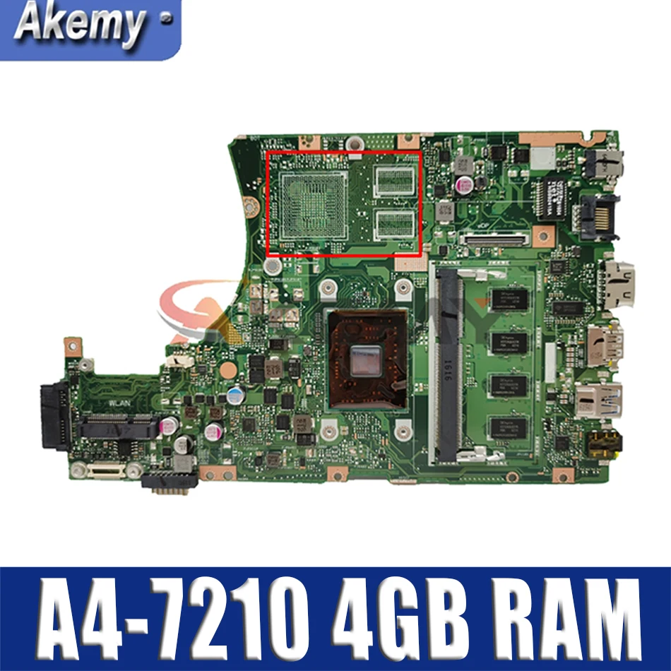 

Материнская плата X455YI с процессором A4-7210, 4 Гб ОЗУ для Asus X455YI X455Y X455DG X455D, материнская плата для ноутбука X455YI, тест материнской платы 100% ОК