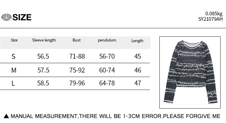 

[You're My Secret] Dark Witchy Black T-shirt Long Sleeves Bodycon Tops Mesh Gothic See Through Crop Top Sexy Club Street Shirts