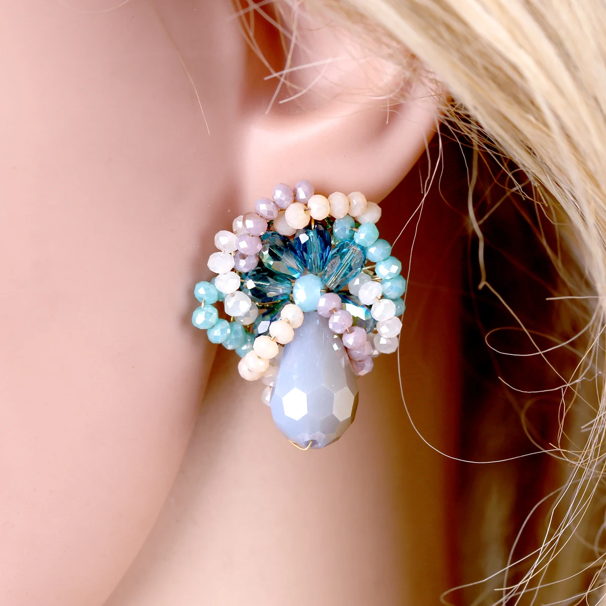 Модные серьги гвоздики с кристаллами для женщин и девочек Новое поступление