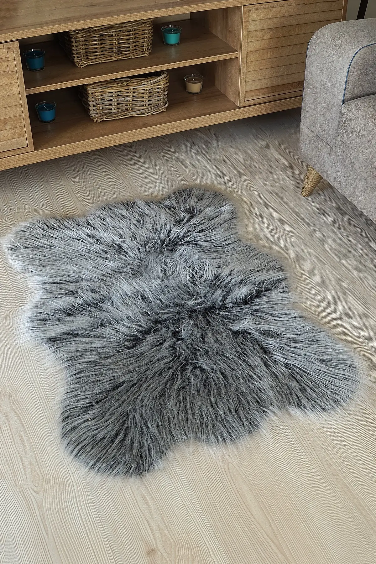 

Decorative Plush Area Rug 90x150cm Gray Living Room Bed Home Aesthetic Fluffy Washable Small Shaggy Gap Children fur Place