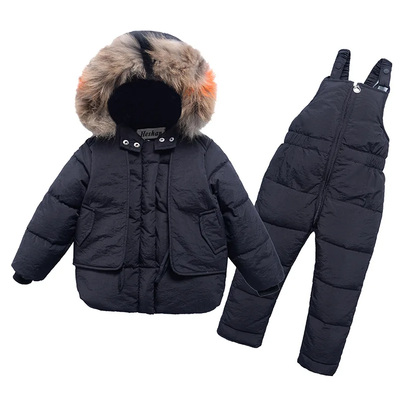 Детский Зимний пуховик комплекты теплой одежды для маленьких мальчиков и
