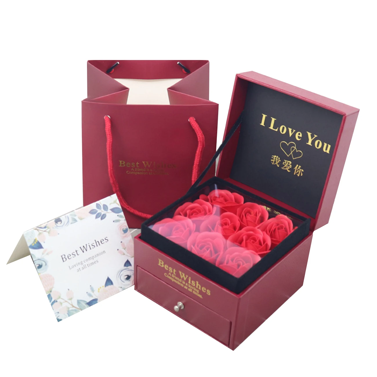 

Eternal Flower Rose Storage Box Women Jewelry Necklace Gifts Box with Storage Bag for Mother's Day, Birthday, Valentine's Day