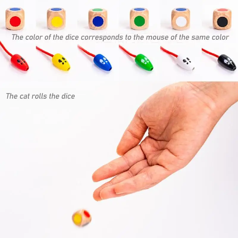 

1 Set Parent-child Interactive Table Game Wooden Mouse Catching Board Kids Early Education Toys for Concentration Training