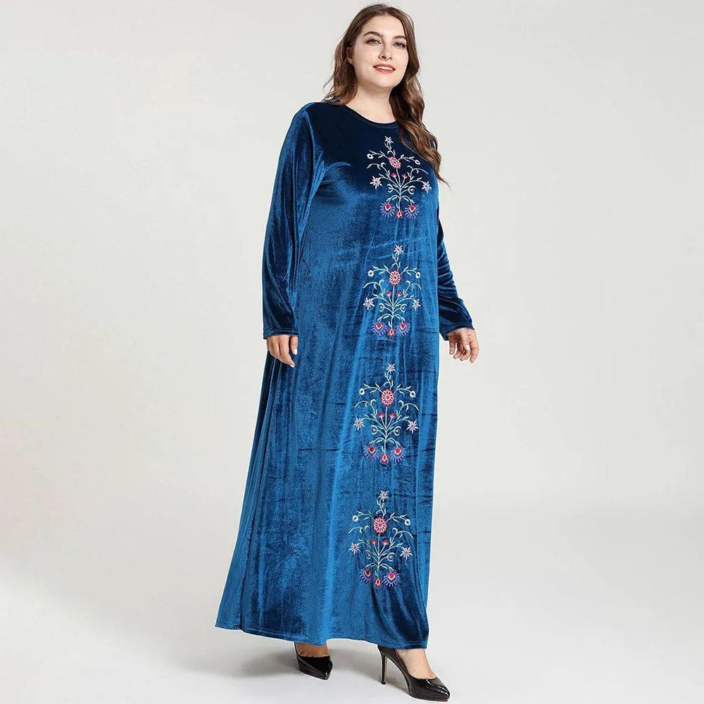 Зимние платья бархатные Дубай абайя кимоно мусульманское длинное платье кафтан s