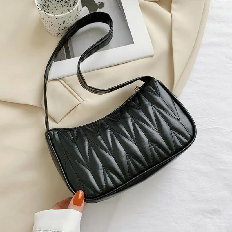 

Fashion Designer Shoulder Bag Embroidery Plaid Women Handbags Exquisite Pu Leather Female Underarm Bags