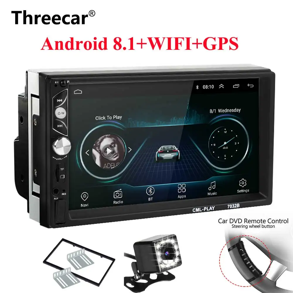 2 Din Android 8,1 автомобильный Радио Универсальный 7 дюймов HD сенсорный gps навигация Wifi Bluetooth Авторадио MirrorLink Мультимедиа DVD плеер - Цвет: 12 led