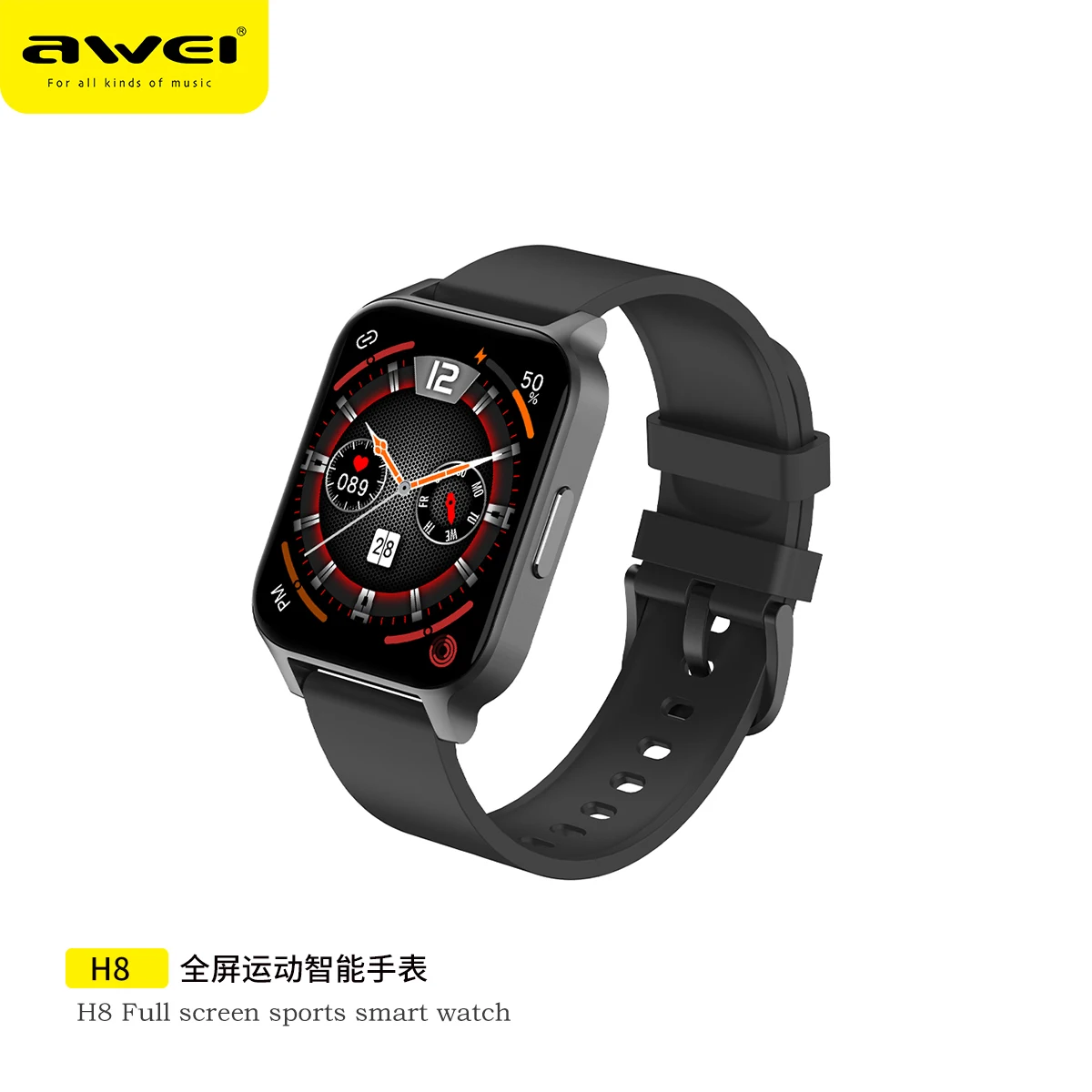 

AWEI H8 Full Screen Sports Smart Watch Android iOS