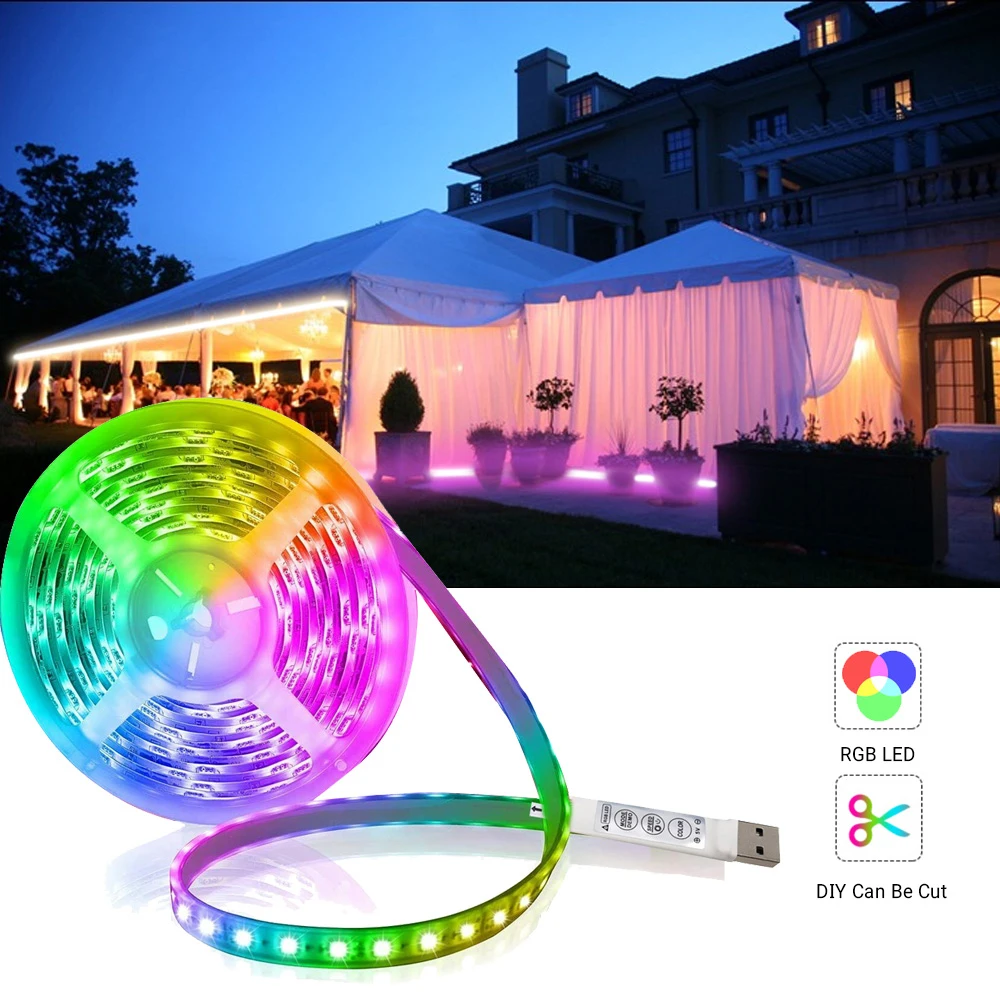 

Светодиоды полосы светильник USB RGB гибкая светодиодов веревка светильник ing мини 3 кнопки можно резать самоклеющиеся Светодиодная лента для ...
