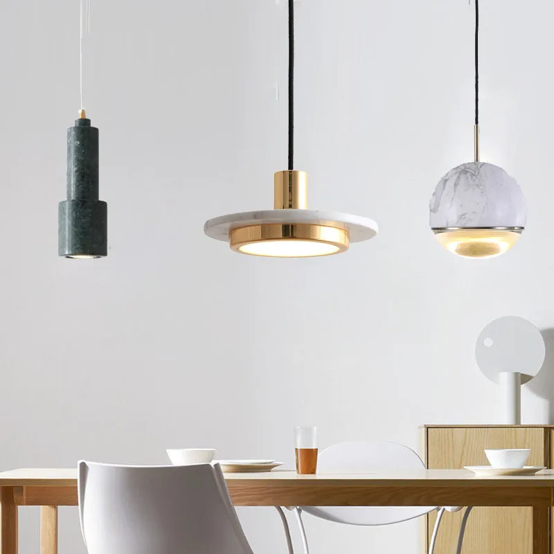 Современная обеденная люстра с мраморным шариком летающая тарелка фонариком